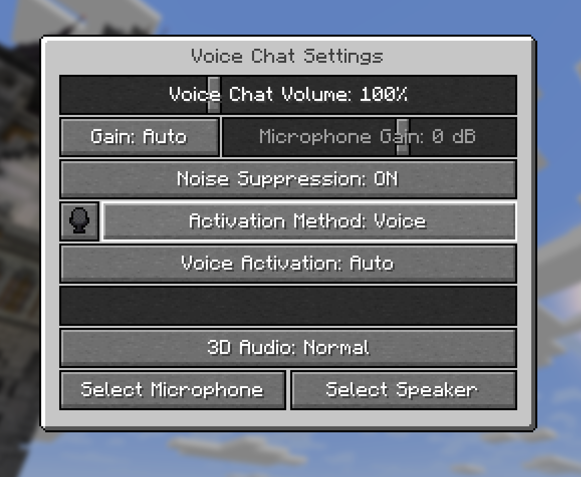 Voice Chat Settings with Activation Method set to Voice and Voice Activation set to Auto