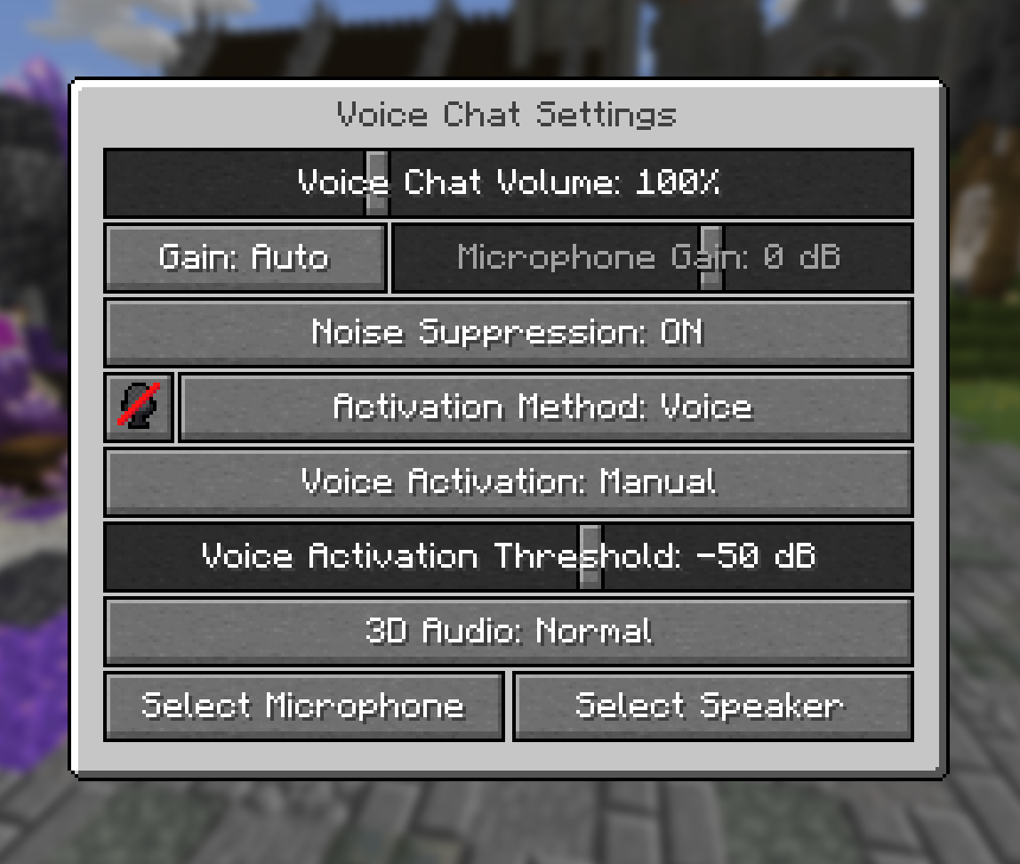 Voice Activation threshold slider in Simple Voice Chat settings